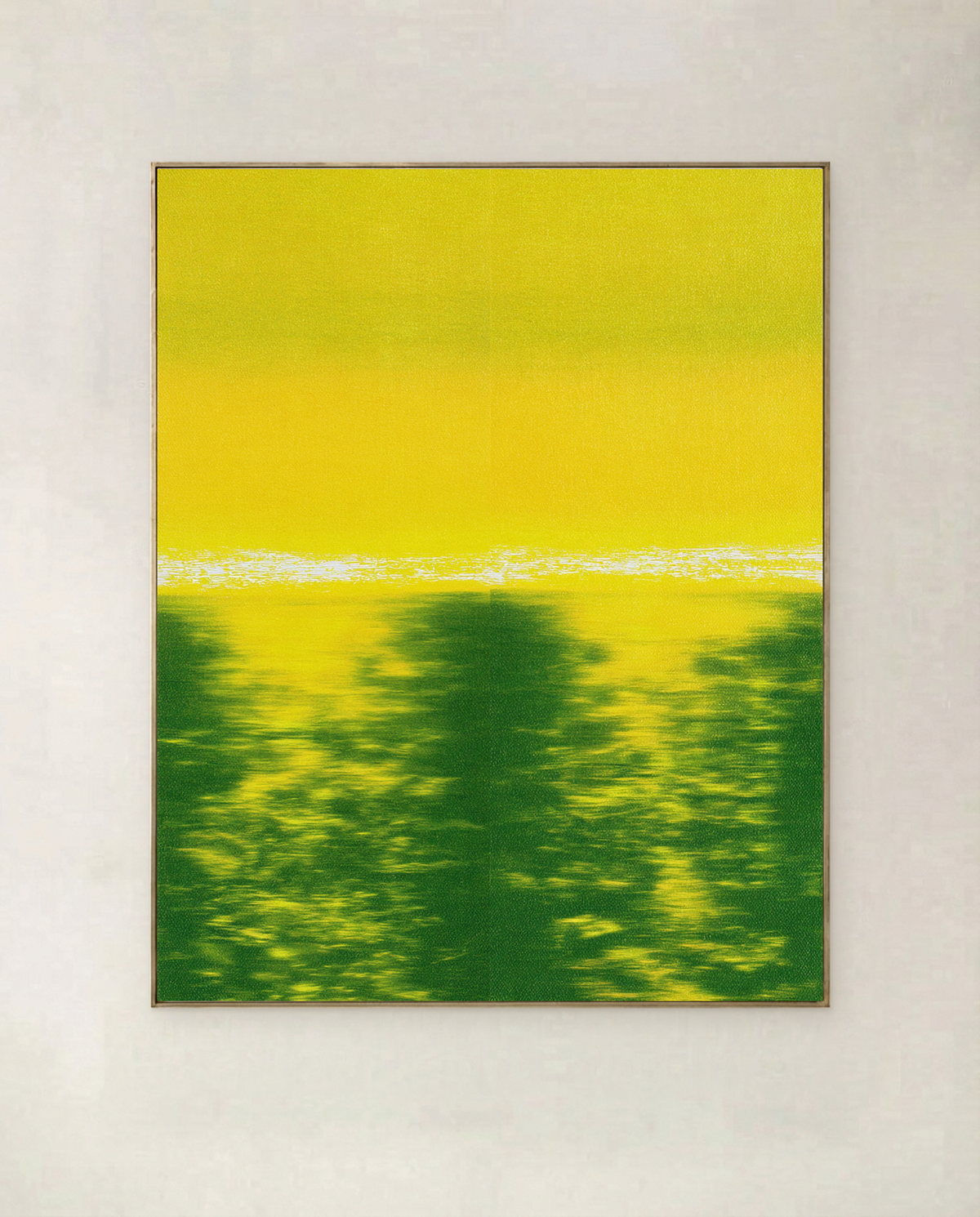 Rapeseed Light — abstract art print of a rippling lime and yellow horizon