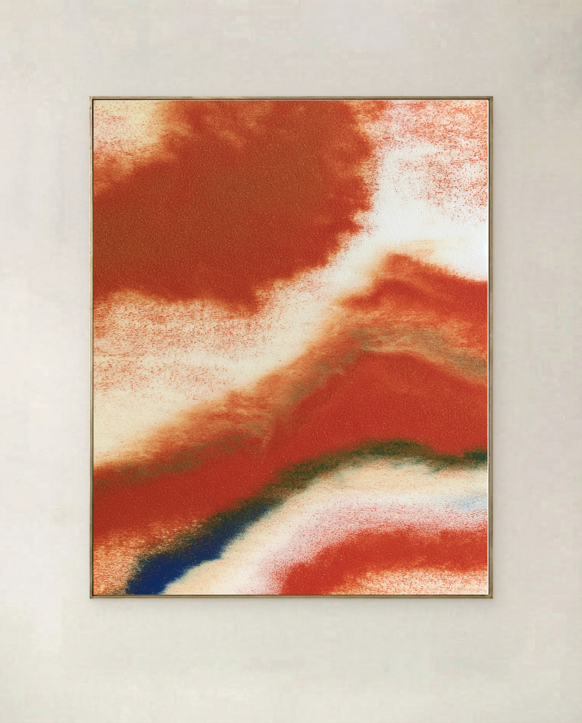 Terracotta Ribbon — abstract art print of terracotta ribbons curving across a warm ground