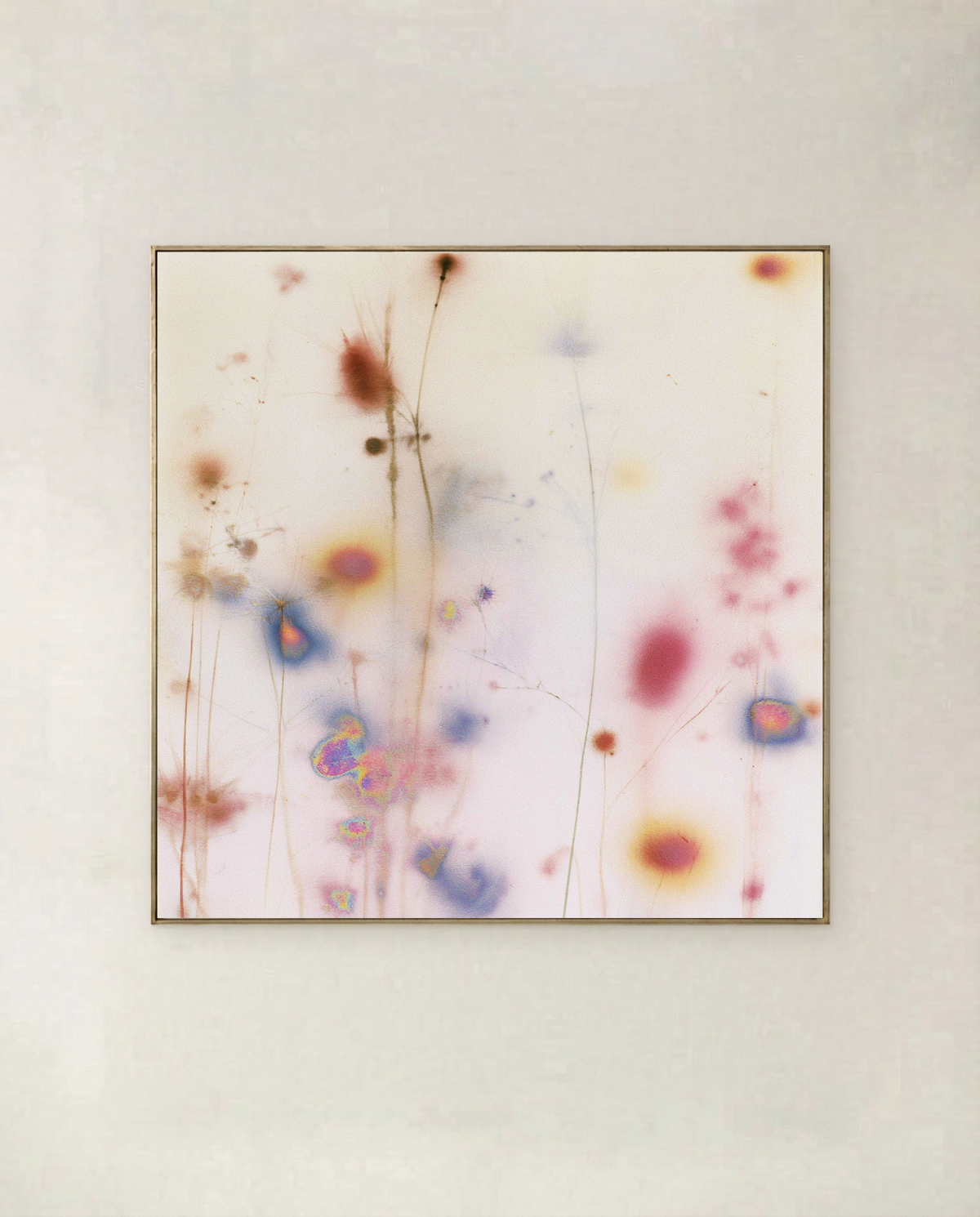 Delicate Meadow — square art print of a delicate meadow in pale washed tones