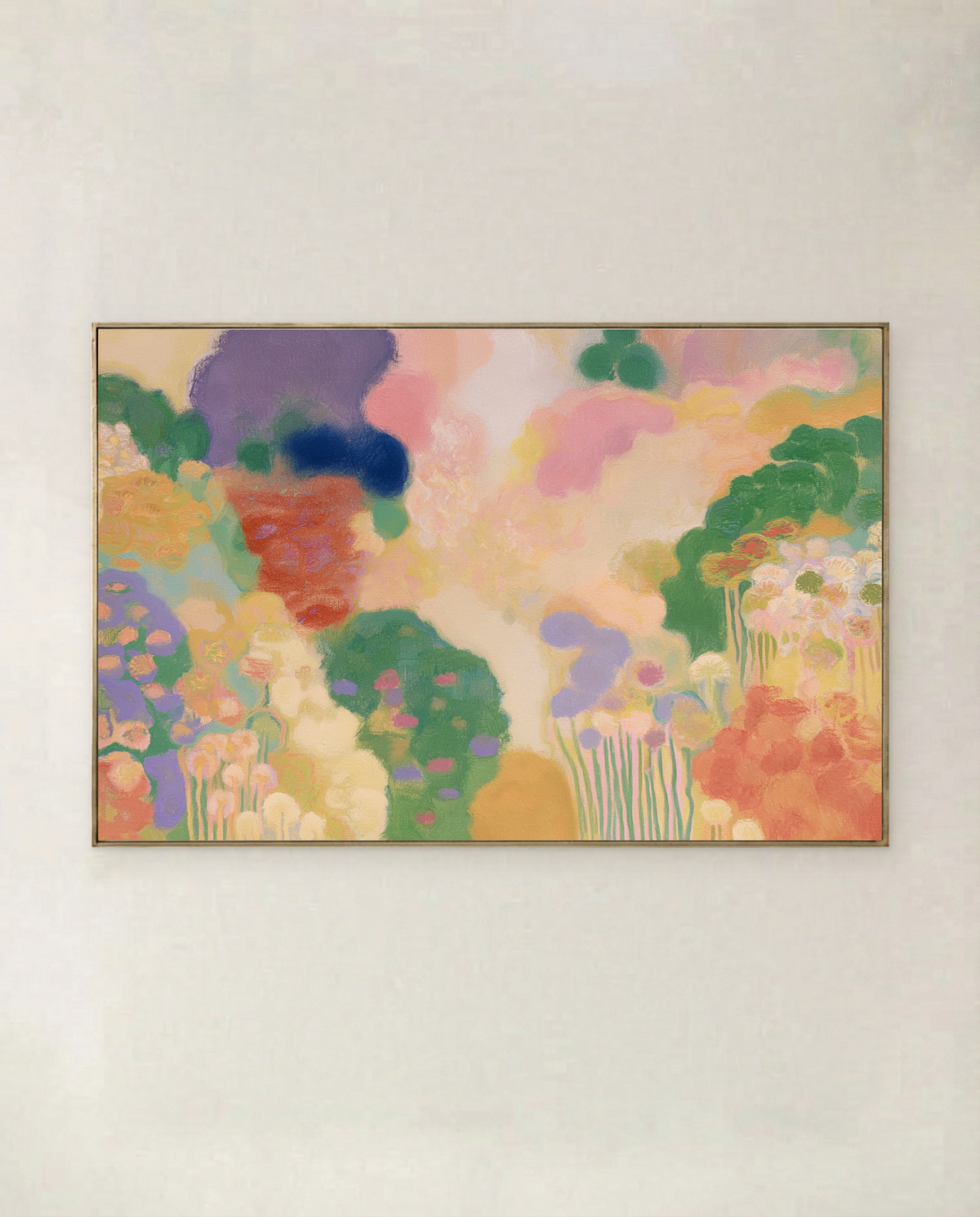Garden Panorama — landscape art print of a floral garden panorama in soft colour