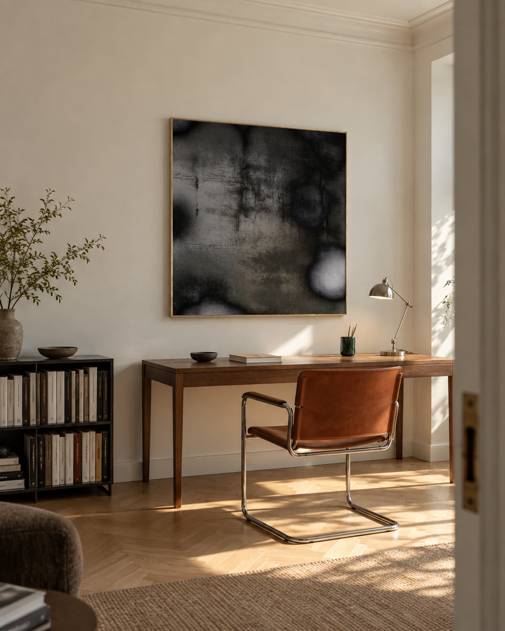 Charcoal Nocturne in a quiet study