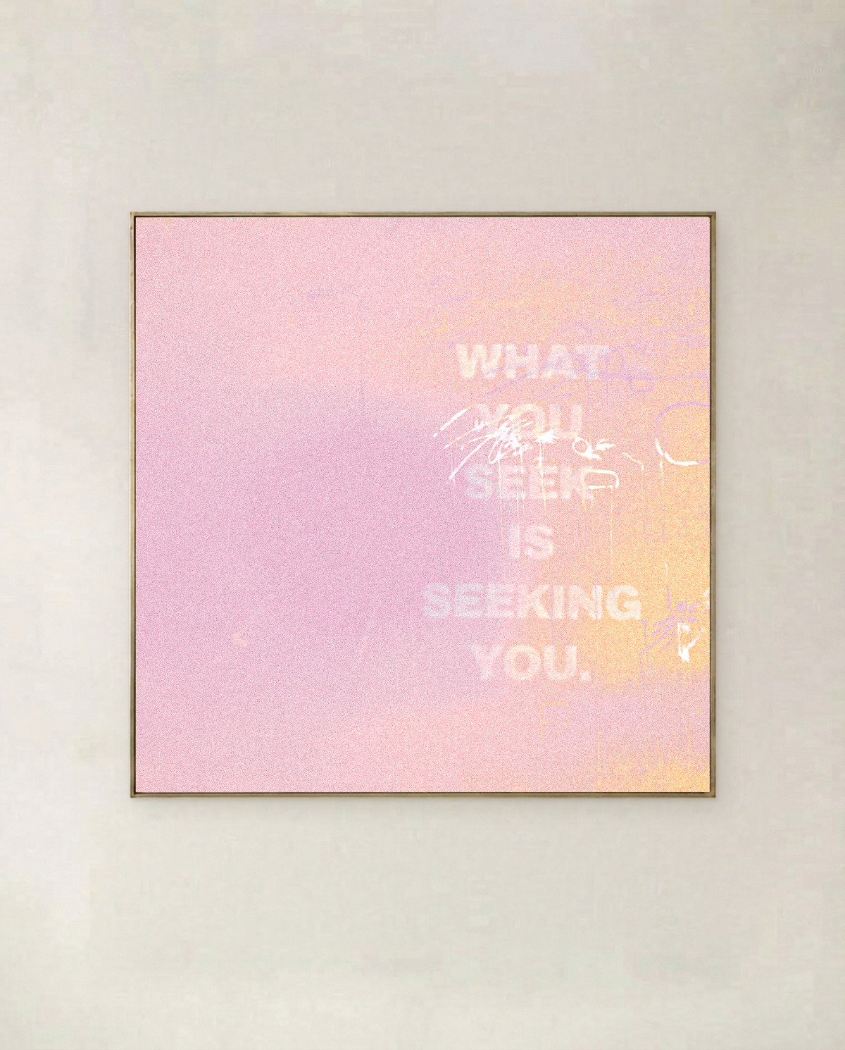 What You Seek square pink artwork in a slim frame