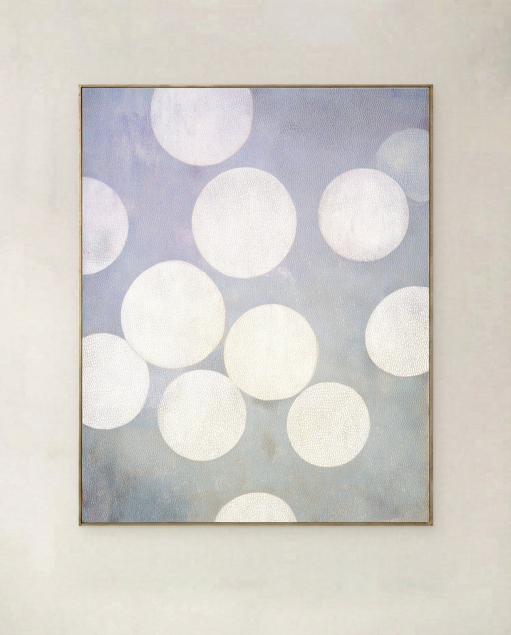 White Circles artwork with cream circles on a textured blue background