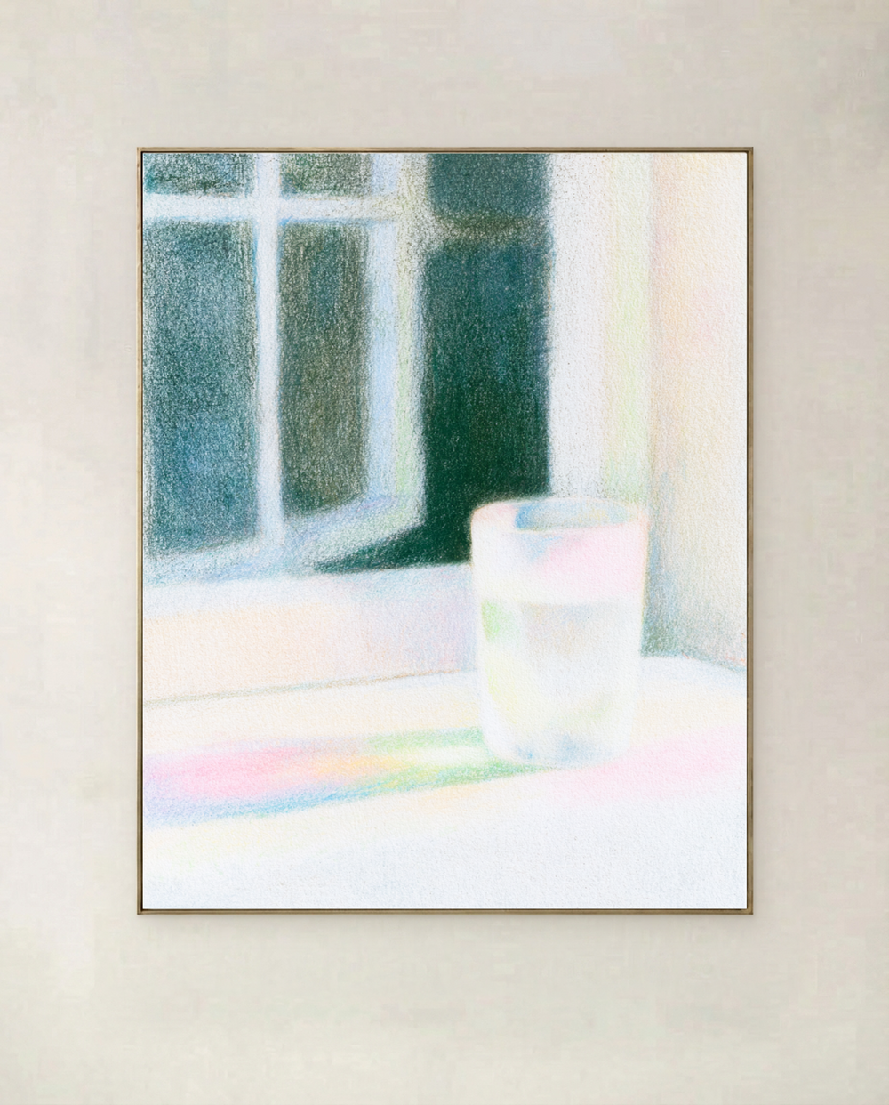 Window Still Life artwork with a glass beside a sunlit window
